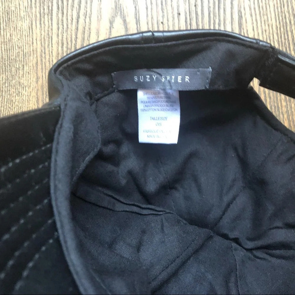 Suzy 🎄 Shier Black faux leather baseball cap, O/S - Picture 3 of 4